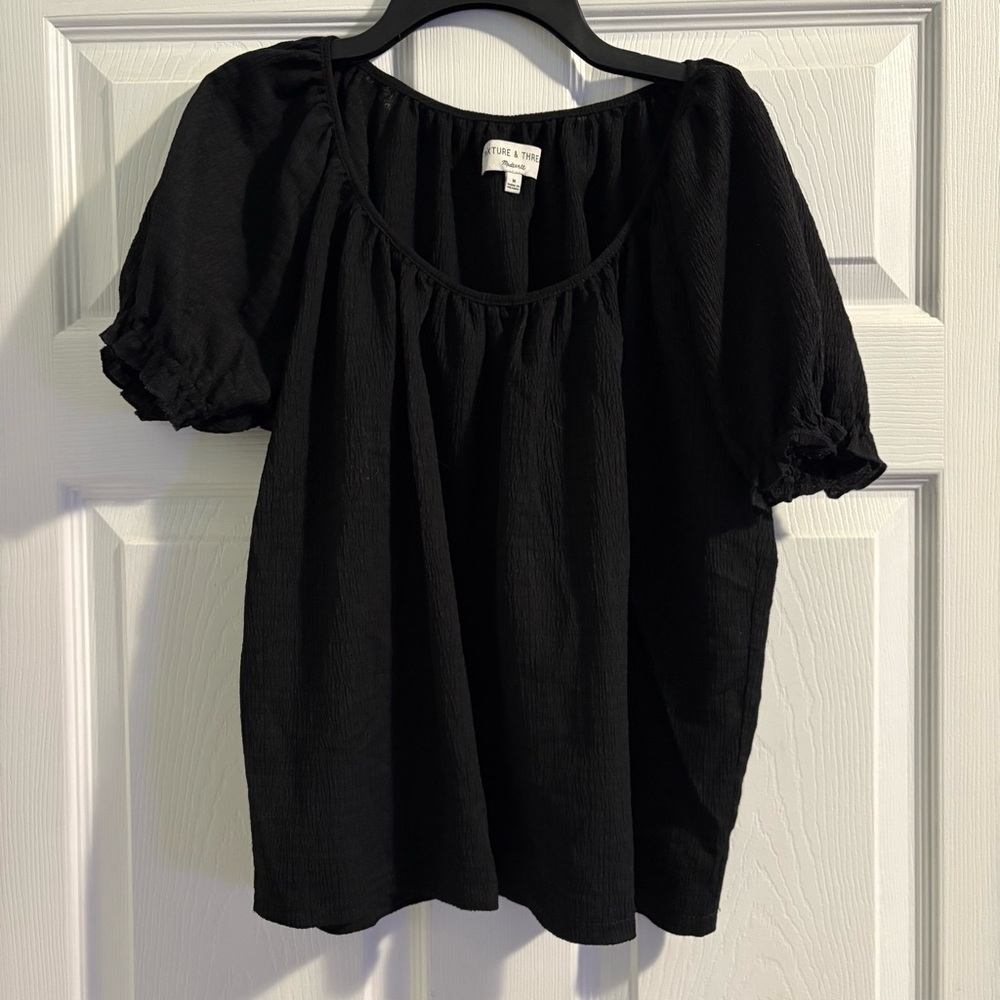 Madewell Black Puff Sleeve Top Medium
